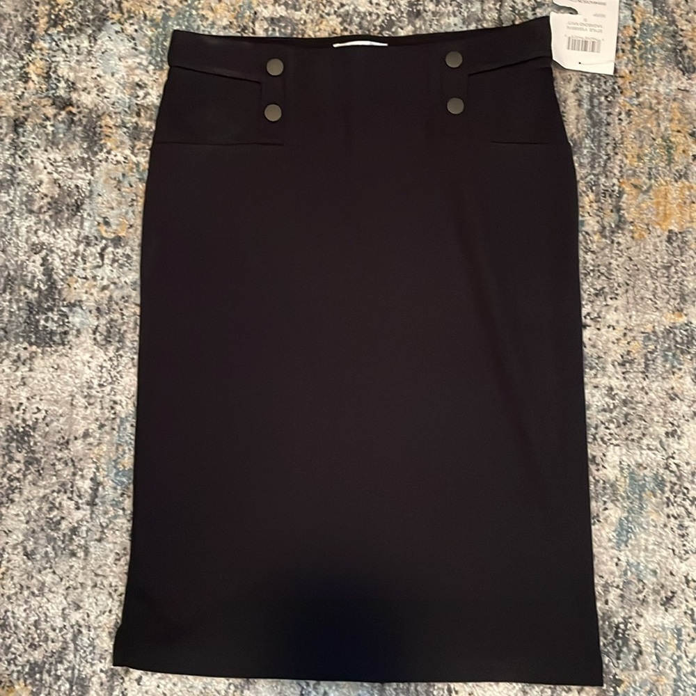 89th + MADISON Navy Blue Pencil Stretch Skirt Small‎